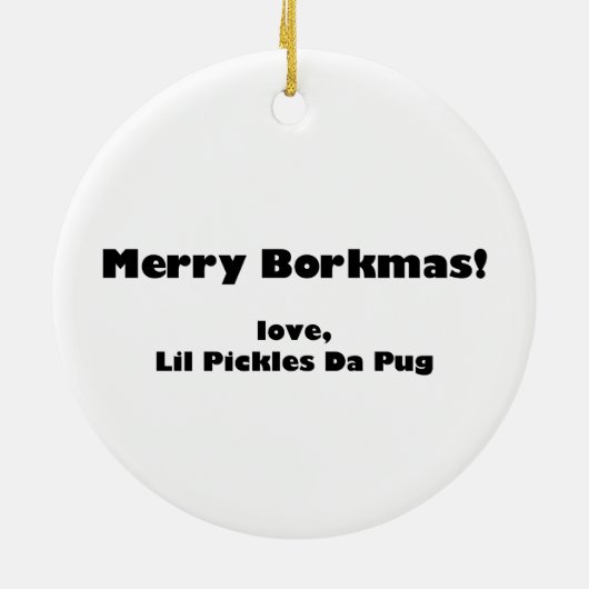 Lil Pickles Da Pug Grompy Elf Ornament (Achterkant)