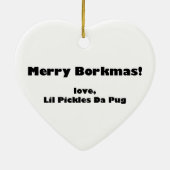 Lil Pickles Da Pug Heart Ornament (Achterkant)