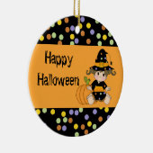 Lil Polka Dot Witch met pompoen Keramisch Ornament (Rechts)