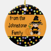 Lil Polka Dot Witch met pompoen Keramisch Ornament (Achterkant)