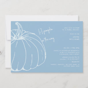Li'l pompoen blauw en wit Baby shower Kaart