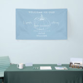 Li'l Pompoen Blauw en Wit Baby shower Welkom Spandoek (Beurs)