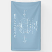 Li'l Pompoen Blauw en Wit Baby shower Welkom Spandoek (Verticaal)