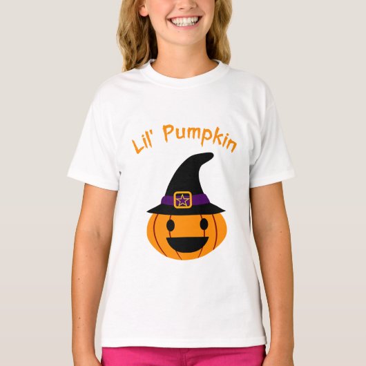 Lil Pompoen Halloween Kinder Design – Schattigee P T-shirt (Voorkant)