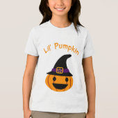Lil Pompoen Halloween Kinder Design – Schattigee P Tri-Blend Shirt (Voorkant)