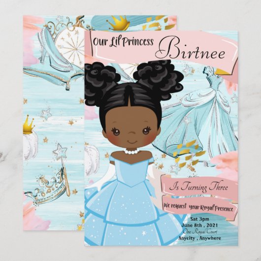 Lil Princess Birthday Invitation Kaart (Voorkant / Achterkant)