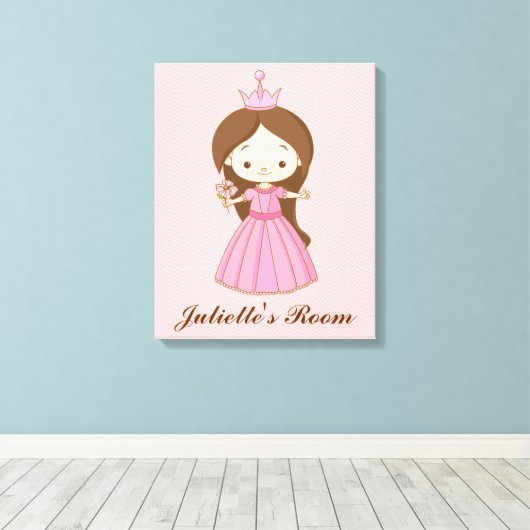 Li'l prinses gepersonaliseerde meisjes kamer canva canvas afdruk (Insitu (Houten vloer))