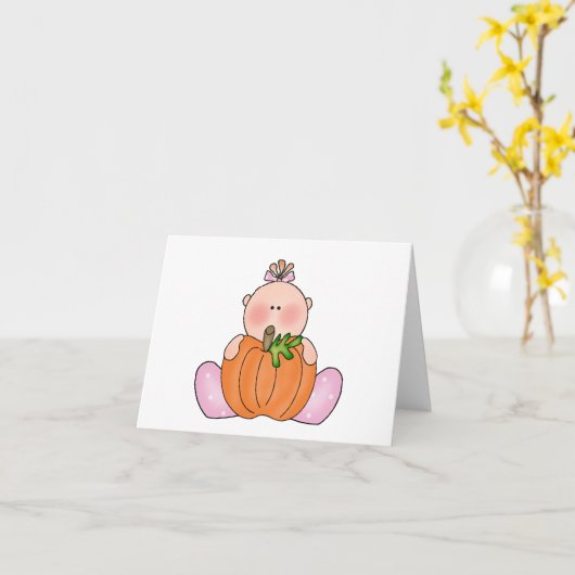 Lil Pumpkin Baby Girl Blank Card Kaart (Gele Bloem)