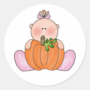 Lil Pumpkin Baby Girl Ronde Sticker