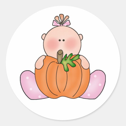 Lil Pumpkin Baby Girl Ronde Sticker (Voorkant)