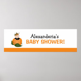 Lil Pumpkin Baby shower Banner Poster Print