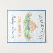 Lil' Pumpkin Blue Herfst Floral Baby shower Welcom Wandkleed (Voorkant (horizontaal))