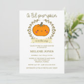 Lil Pumpkin Herfst Halloween Baby shower Uitnodigi Kaart (Staand voorkant)