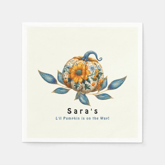 L'il Pumpkin op de weg Kleurrijk Baby shower Servet (Voorkant)