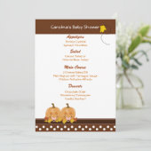 Lil Pumpkins Herfst Aangepast Baby shower Menu Kaart (Staand voorkant)