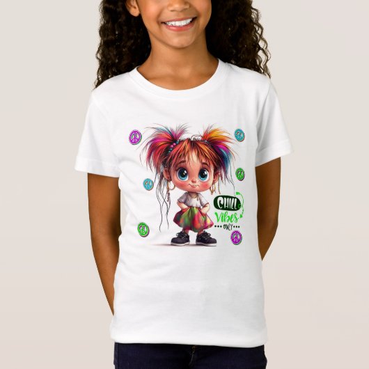 Lil Quirky Girl Chill Vibe Kinder T-shirt (Voorkant)