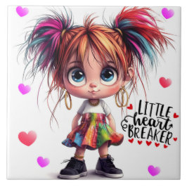 Lil Quirky Girl Heartbreaker Keramische Tegel Tegeltje