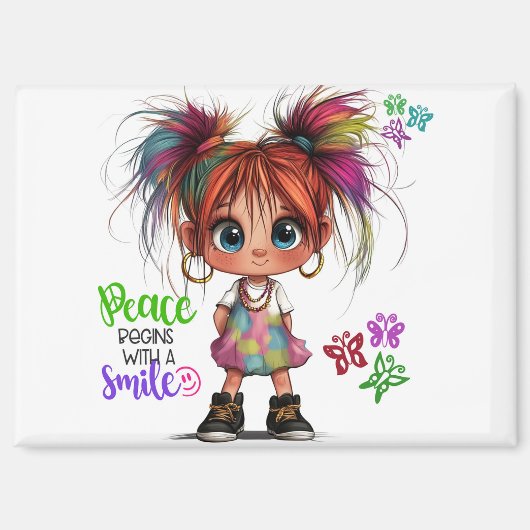 Lil Quirky Girl Smile Magnet (Voorkant)