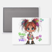 Lil Quirky Girl Smile Magnet (Voorkant / Achterkant)