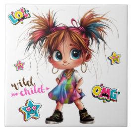 Lil Quirky Girl Wild Kind Keramische Tegel Tegeltje