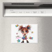 Lil Quirky Girl Wild Kindmagneet Magneet (Insitu (Vaatwasser))