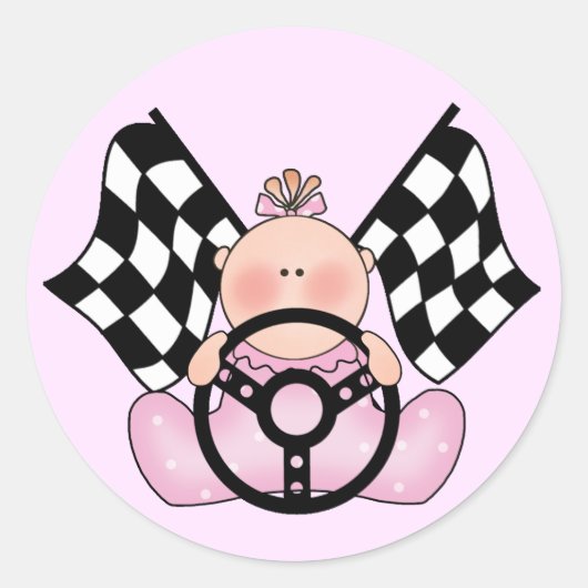 Lil Race Winner Baby Girl Ronde Sticker (Voorkant)