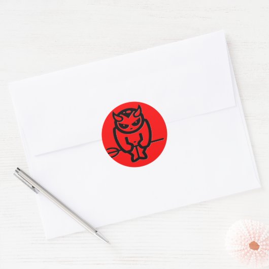 Lil' Red Devil Ronde Sticker (Envelop)