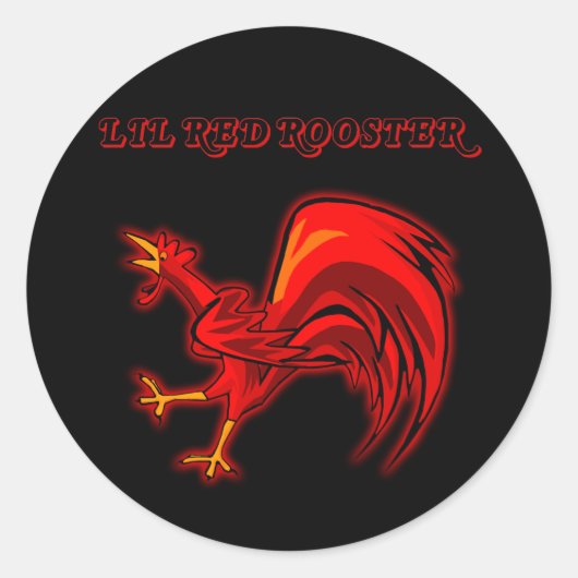 Lil Red Rooster Ronde Sticker (Voorkant)