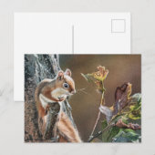 Lil Rode Eekhoorn Eiken Herfst Waterverf Kunst Briefkaart (Voorkant / Achterkant)