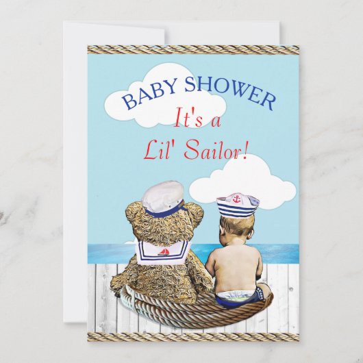 Lil' Sailor Boy's Baby shower Kaart (Voorkant)