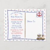 Lil' Sailor en Teddy Bear Baby shower Briefkaart (Achterkant)