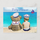 Lil' Sailor en Teddy Bear Baby shower Briefkaart (Voorkant)
