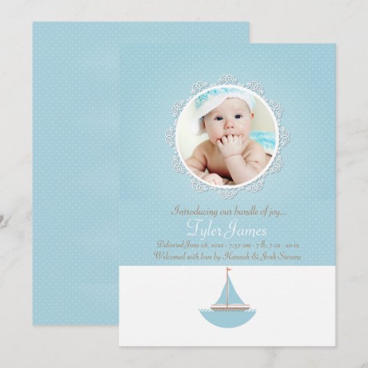 Lil' Sailor Foto geboorteaankondiging Aankondiging (Voorkant / Achterkant)