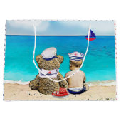 Lil' Sailor Nautical Thema Boy's Baby shower Groot Cadeauzakje (Voorkant)