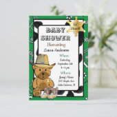 Lil' Sheriff Teddy Bear Cowboy Baby shower Kaart (Staand voorkant)