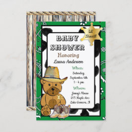 Lil' Sheriff Teddy Bear Cowboy Baby shower Kaart
