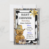 Lil' Sheriff Teddy Bear Cowboy Baby shower Kaart (Voorkant)