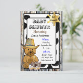 Lil' Sheriff Teddy Bear Cowboy Baby shower Kaart (Staand voorkant)