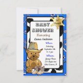 Lil' Sheriff Teddy Bear Cowboy Baby shower Kaart (Voorkant)