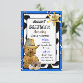 Lil' Sheriff Teddy Bear Cowboy Baby shower Kaart (Staand voorkant)