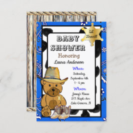 Lil' Sheriff Teddy Bear Cowboy Baby shower Kaart