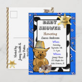 Lil Sheriff Teddy Bear Cowboy Baby shower Uitnodig Uitnodiging Briefkaart (Voorkant / Achterkant)