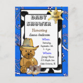 Lil Sheriff Teddy Bear Cowboy Baby shower Uitnodig Uitnodiging Briefkaart (Voorkant)
