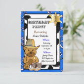 Lil' Sheriff Teddy Bear Cowboy Verjaardag Uitnodig Kaart (Staand voorkant)