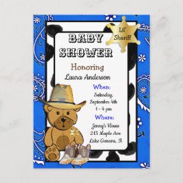 Lil Sheriff Teddybeer Cowboy Baby Shower Uitnodigi Uitnodiging Briefkaart
