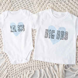 Lil Sis Blauw Hart Matching Verwant Familie Romper