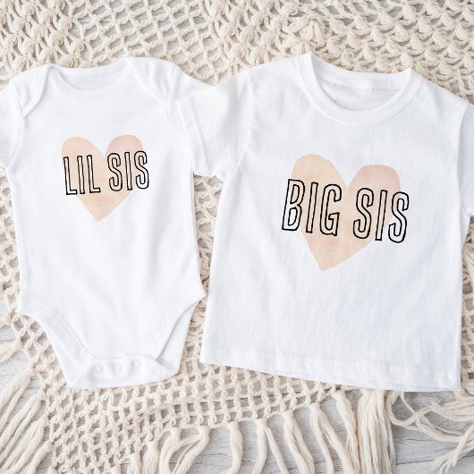 Lil Sis Blush Hart Matching Verwant Familie Romper
