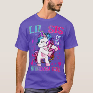 Lil Sis of the Birthday Girl Flossing Unicorn Litt T-shirt