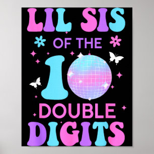 Lil Sis van de jarige meid dubbele cijfers disco Poster