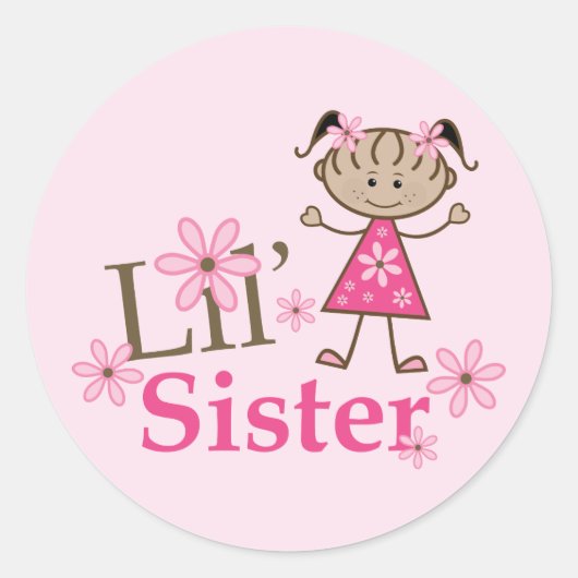 Lil Sister Ethnic Stick Figuur Girl Ronde Sticker (Voorkant)